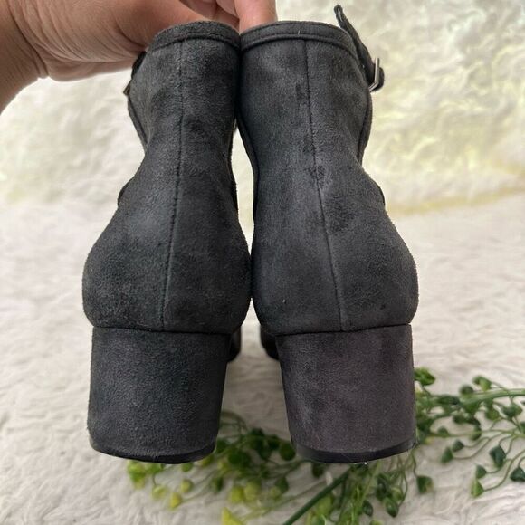 Free People × Jeffrey Campbell Grey Suede Ankle Strap Block Heel Pumps size 9 - Picture 5 of 8